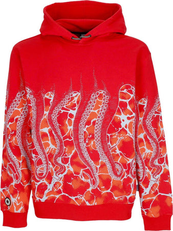 OCTOPUS-Felpa-Leggera-Cappuccio-Uomo-Marble-Hoodie-Red-da-uomo
