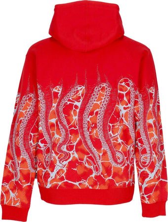 OCTOPUS-Felpa-Leggera-Cappuccio-Uomo-Marble-Hoodie-Red-da-uomo