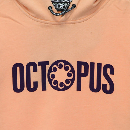 OCTOPUS-Felpa-Leggera-Cappuccio-Uomo-Outline-Logo-Hoodie-Peach-da-uomo