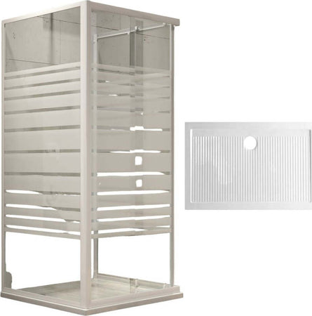Ogomondo Box Cabina Doccia Corner 3 Lati Cristallo Temprato Serigrafato 80x120x80 Sinistro + Piatto Doccia Porcellana h6,5cm Fai da te/Attrezzature per cucine e bagni/Attrezzature per bagni/Docce e componenti doccia/Box doccia Ogomondo - Martina Franca, Commerciovirtuoso.it