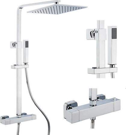 Ogomondo Colonna Doccia Attrezzata Ottone Cromato Soffione Quadro Doccetta Rubinetto Termostatico Fai da te/Attrezzature per cucine e bagni/Attrezzature per bagni/Docce e componenti doccia/Filtri supporti e soffioni doccia/Docce fisse Ogomondo - Martina Franca, Commerciovirtuoso.it