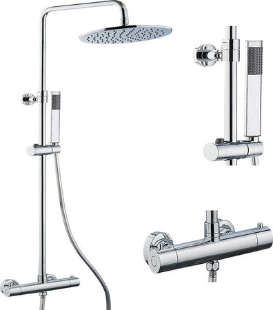 Ogomondo Colonna Doccia Attrezzata Ottone Cromato Soffione Tondo Doccetta Rubinetto Termostatico Fai da te/Attrezzature per cucine e bagni/Attrezzature per bagni/Docce e componenti doccia/Filtri supporti e soffioni doccia/Docce fisse Ogomondo - Martina Franca, Commerciovirtuoso.it