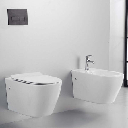 Ogomondo Coppia Sanitari FUN Sospesi Vaso Bidet Sedile frizionato fissaggi Fai da te/Attrezzature per cucine e bagni/Attrezzature per bagni/Bidet Ogomondo - Martina Franca, Commerciovirtuoso.it