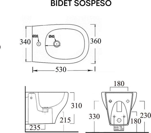 Ogomondo Coppia Sanitari FUN Sospesi Vaso Bidet Sedile frizionato fissaggi Fai da te/Attrezzature per cucine e bagni/Attrezzature per bagni/Bidet Ogomondo - Martina Franca, Commerciovirtuoso.it