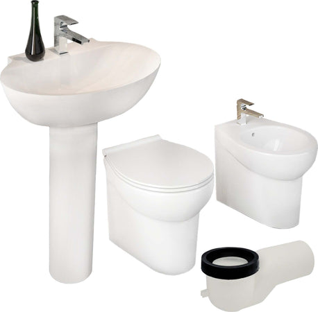 Ogomondo Sanitari A Pavimento + Lavabo Dark Vaso Wc + Bidet + Sedile + Curva Fai da te/Attrezzature per cucine e bagni/Attrezzature per bagni/Vasi WC Ogomondo - Martina Franca, Commerciovirtuoso.it