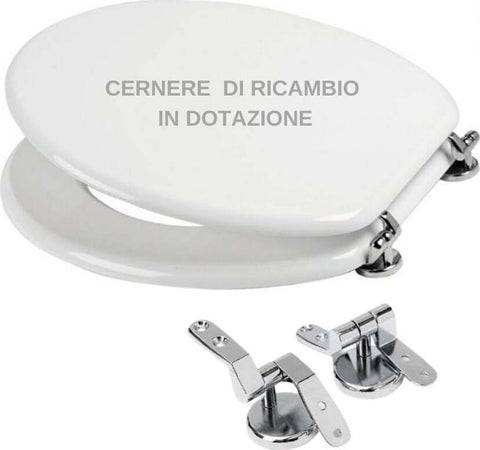 Ogomondo Sedile Wc MDF Bianco Universale Sedix Plus con 2 coppie di cerniere cromo in dotazione come ricambio Fai da te/Attrezzature per cucine e bagni/Attrezzature per bagni/Sedili WC Ogomondo - Martina Franca, Commerciovirtuoso.it