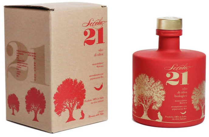 Olio Extra Vergine di Oliva Biologico 0,5 lt. Aromatizzato al Peperoncino Siciliano Mono Cultivar Moresca Olio EVO Bio di Sicilia Secolo21