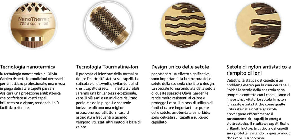 Olivia Garden NanoThermic Spazzola Termica Rotonda Capelli Antibatterica, Antistatica, Tecnologia Ceramica e Tourmaline-Ion e setole ondulate in Nylon Bellezza/Cura dei capelli/Strumenti per lo styling/Spazzole per capelli Profumeria Chèri - Locri, Commerciovirtuoso.it