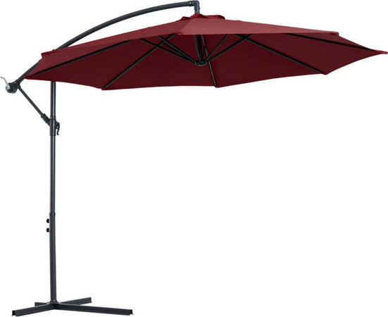 Ombrellone-da-Esterni-3x2.5-m-Decentrato-Rosso-Scuro,-in-Poliestere-Anti-UV-e-Acciaio-con-Manovella-84D-037WR