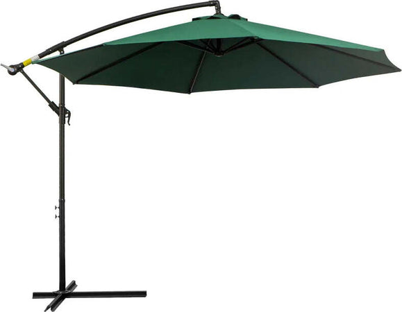 Ombrellone-da-Esterni-Decentrato-con-Manovella,-in-Acciaio-e-Poliestere-Anti-UV,-3x2.5-m,-Verde-84D-037GN