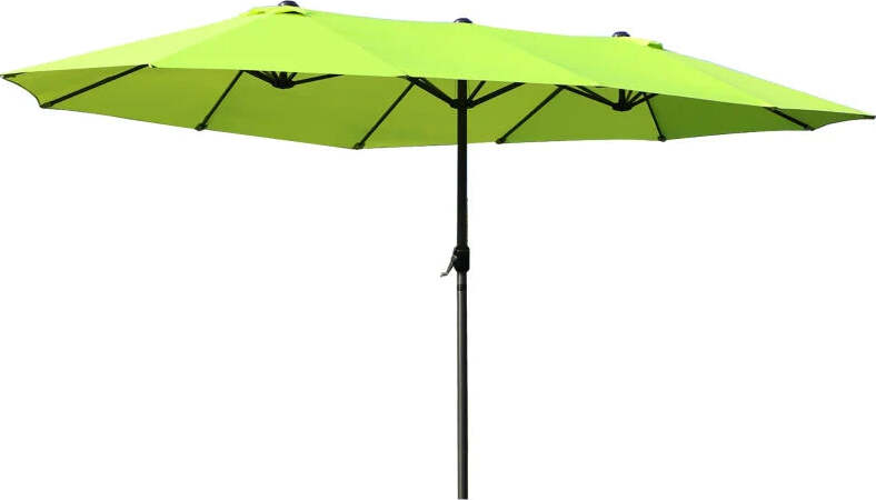 Ombrellone-da-Giardino-Doppio-con-Apertura-a-Manovella,-in-Acciaio-e-Poliestere,-460x270x240-cm,-Verde-Chiaro-84D-031V01GN