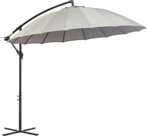 Ombrellone-Decentrato-da-Giardino-3x2.6-m-a-18-Stecche-con-Base-a-Croce,-Grigio-84D-118GY