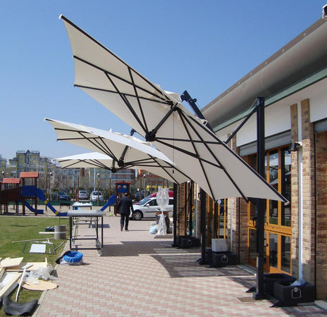 Ombrellone quadrato professionale con palo laterale "Galileo Dark" in alluminio per esterno "Made In Italy"