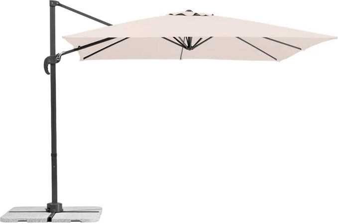 Ombrellone-Giardino-Decentrato-Senso-3x3-Alluminio-Inclinabile-Girevole-Ecru