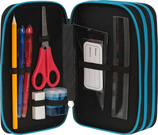 One-piece---astuccio-triplo-riempito,-3-scomparti,-45-accessori-scuola-elementare