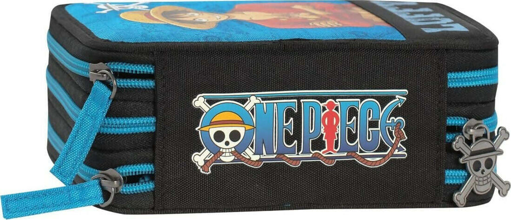 One-piece---astuccio-triplo-riempito,-3-scomparti,-45-accessori-scuola-elementare