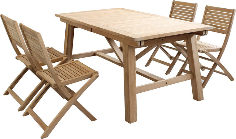 ORATOR---set-tavolo-in-teak-cm-160/240x90x77-h-con-4-sedute-Marrone-Milani-Home