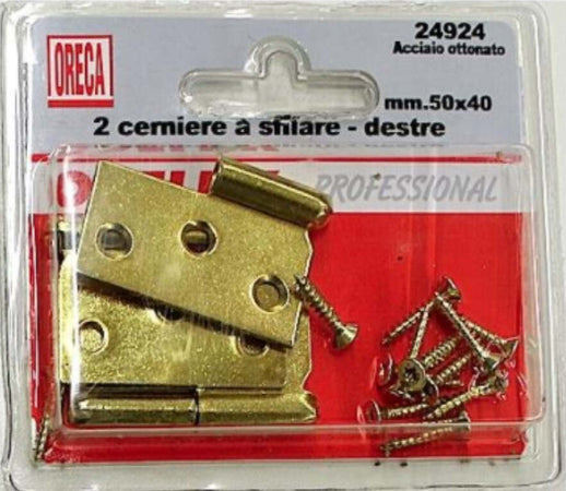 ORECA---2-CERNIERE-A-SFILARE-DESTRE-50X40MM-FERRO-OTTONATO