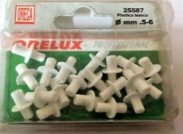 ORECA---20-SUPPORTI-REGGIMENSOLA-IN-PLASTICA-BIANCA,-CON-RONDELLA-ø-5-6MM