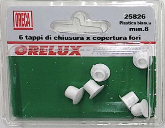 ORECA---6-TAPPI-COPRIFORO-IN-PLASTICA-BIANCA---8MM