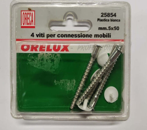ORECA---VITE-5X50MM-PER-CONNESSIONE-MOBILI,-TAPPO-DI-COPERTURA-12MM