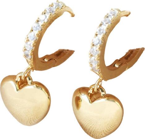Orecchini Donna A Cerchio Con Cristalli Di Zirconia E Ciondolo A Forma Di Cuore Fatti In Ottone Placcato Oro 14ct E Chiusura A Leva Da Donna Lisa Angel Moda/Donna/Gioielli/Orecchini MesmerizeD - Porto Sant’Elpidio, Commerciovirtuoso.it