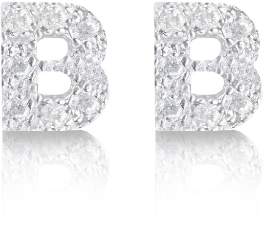 Orecchini argento 925 iniziale lettera B con zirconi