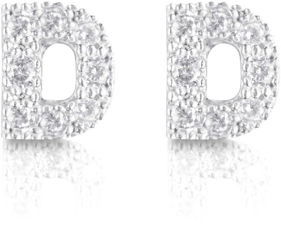 Orecchini argento 925 iniziale lettera D con zirconi