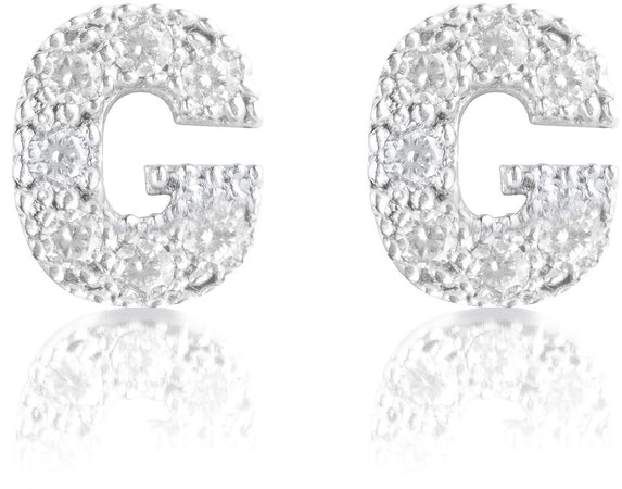 Orecchini argento 925 iniziale lettera G con zirconi