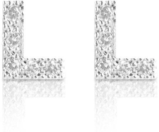 Orecchini argento 925 iniziale lettera L con zirconi