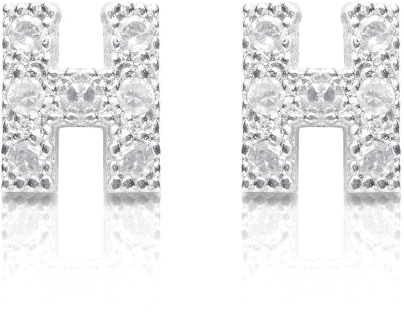 Orecchini argento 925 iniziale lettera H con zirconi