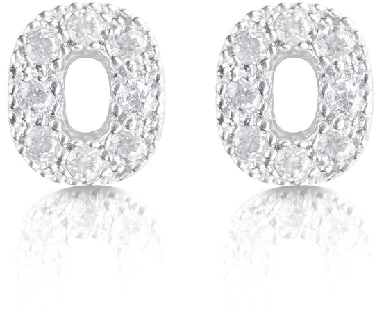 Orecchini argento 925 iniziale lettera O con zirconi