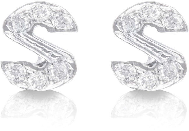 Orecchini argento 925 iniziale lettera S con zirconi