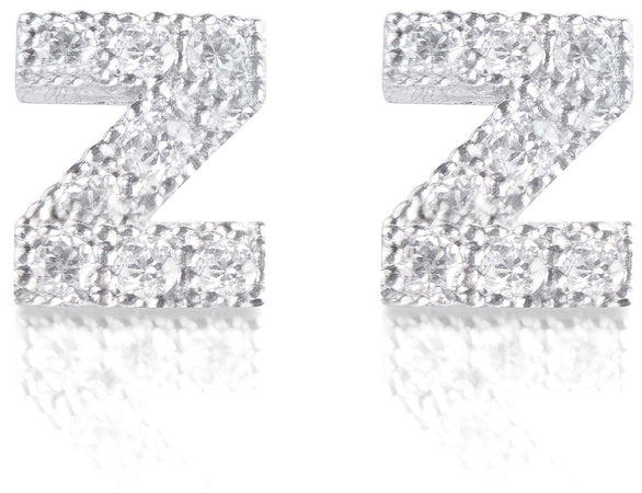 Orecchini argento 925 iniziale lettera Z con zirconi