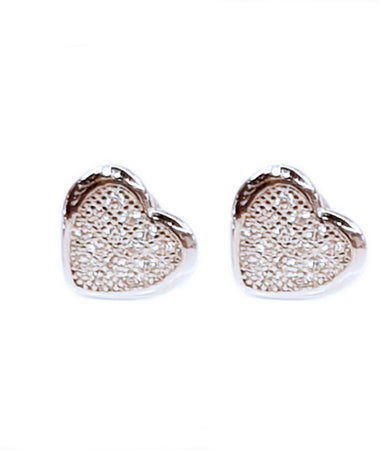 Orecchini Donna in Argento 925 millesimi a Forma di Cuore con Brillanti Zirconi Incassati Chiusura a vite