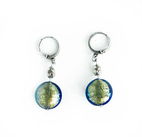 Orecchini Donna in Vetro Di Murano Grigii Bijou Fashion Artigianale Made in Italy in Ottone E Acciaio Con Perle Realizzate a Mano 4 Cm