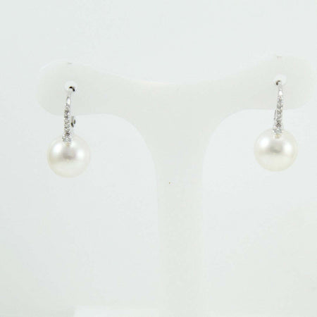 Orecchini perle Australiane monachella in oro bianco e diamanti Coscia