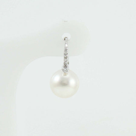 Orecchini perle Australiane monachella in oro bianco e diamanti Coscia