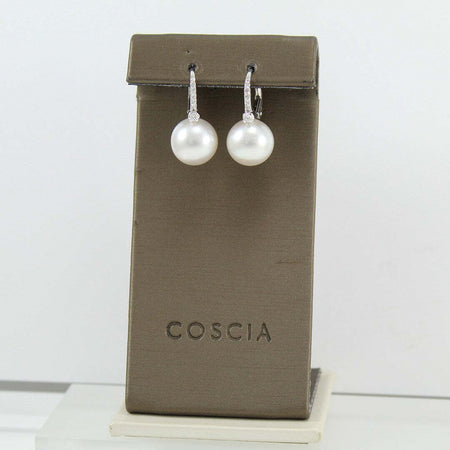 Orecchini perle Australiane monachella in oro bianco e diamanti Coscia