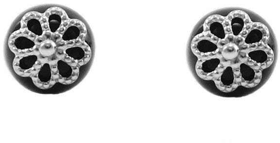Orecchini donna sardi in argento con onice Su Coccu portafortuna