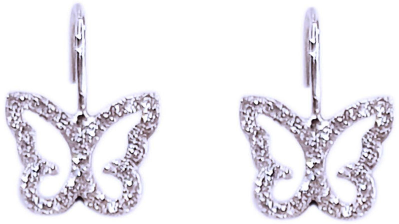 Orecchini Farfalla in Argento 925 Tempestati di Brillanti Zirconi Bianchi Orecchino Farfallina Rodiato Oro Bianco con Brillantini