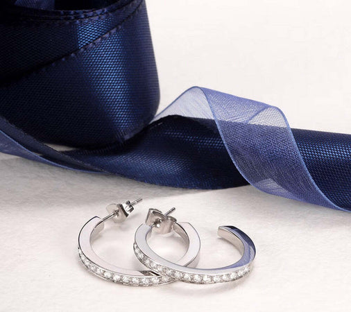 Orecchini-MORELLATO-donna-Creole-cerchio-acciaio-/-cristalli