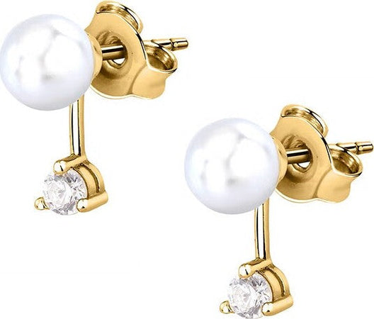 Orecchini-MORELLATO-donna-Perle-acciaio-dorato-/-cristalli