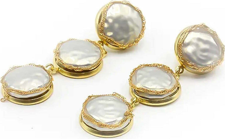Orecchini Pendenti Nacre Da Donna Eleganti 3 Perle Moda/Donna/Gioielli/Orecchini Leclaf - Napoli, Commerciovirtuoso.it