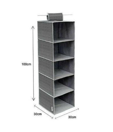 Organizer Armadio Porta Tutto Pensile Tessuto Scarpe Borse 5 Piani 30x30x100cm