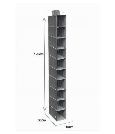 Organizer Armadio Portatutto Pensile Scarpe Borse 10 Ripiani 15x30x120 Cm 69705