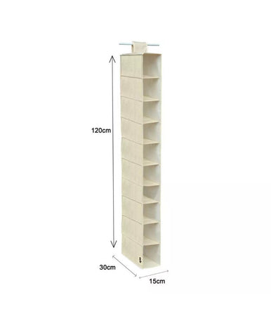 Organizer Armadio Portatutto Pensile Scarpe Borse 10 Ripiani 15x30x120 Cm 69705