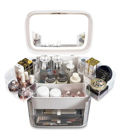 Organizer Beauty Case Porta Trucco Accessori Gioielli Con Specchio Led Cassetti