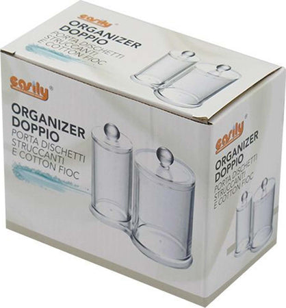 Organizer Doppio Comparto Porta Dischetti Struccanti Cotton Fioc Cosmetici Espositore Salute e Bellezza > Cura del corpo e viso Trade Shop italia - Napoli, Commerciovirtuoso.it
