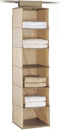 Organizer-Per-Armadio-Portatutto-A-6-Ripiani-Scomparti-Salvaspazio-Pieghevole